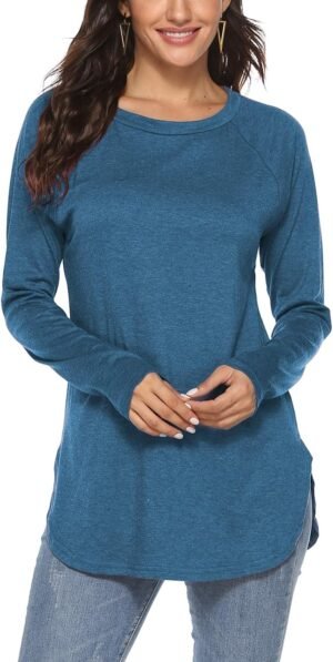 Newchoice Women’s Casual Batwing Long Sleeve T Shirt Round Neck Basic Loose Tunic Tops