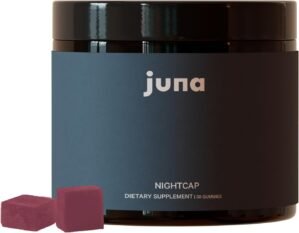 Juna Nightcap Sleep Gummies – Sugar-Free, All-Natural Sleep Aid with Low-Dose Melatonin, Tart Cherry, GABA, Magnesium, Chamomile & Passionflower – 30 Servings