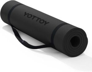 YOTTOY Yoga Mat，Extra Thick Yoga Mat (1/2inch),Professional TPE Exercise Mat,Non-Slip Workout Mat for Yoga, Pilates, Fitness, Barefoot Workouts, Home Gym Studio with Strap