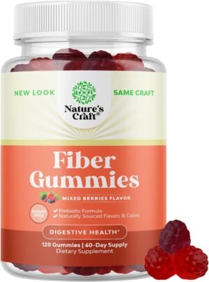 Fiber Gummies for Adults – Chicory Root Supplement with Prebiotic Support for Gut & Digestive Health – Soluble Digestion Capsules for Stomach Regulation & Immune Aid – Sugar Free & Vegan – 120 Count