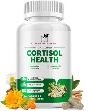 Cortisol Supplements for Women – 10 in 1 Cortisol Manager with Magnesium, Ashwagandha, L-Theanine, Cortisol Balance for Stress, Mood, Sleep, Cortisol Detox for Women – 60 Vegan Capsules