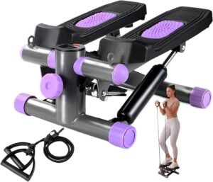 Steppers for Exercise at Home, Mini Stepper with Resistance Bands Quiet Portable Stair Stepper for Buttocks Lifting and Body Shaping