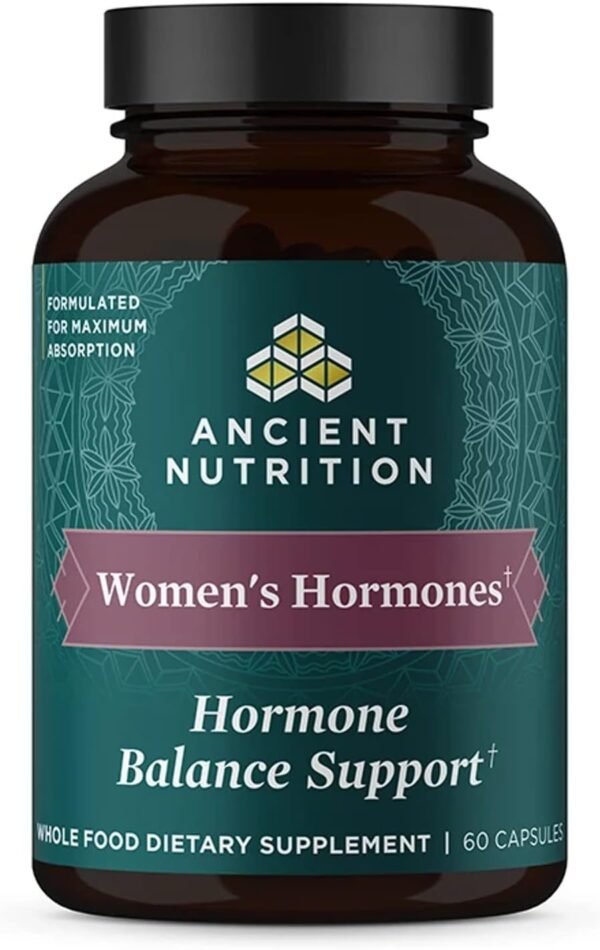 Ancient Nutrition Women’s Hormones, Helps Reduce Stress, Supports Energy, Hormone Balance, Gluten Free, Paleo and Keto Friendly, 60 Capsules