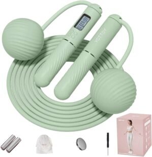 YOTTOY Skipping Ropes for Adults -Cordless Counter Jump Rope with Large Cordless Ball-Weighted Jump Rope for Women with LCD Display
