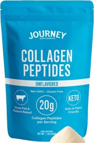 Collagen Peptides Powder, Unflavored, 1 lb – Supports Hair, Skin, Nail, Bone & Joint Health – Hydrolyzed, Grass-Fed, Gluten-Free, Keto-Friendly, Zero Sugar Protein Supplement.