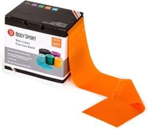 Body Sport Exercise Band, 25 yd. x 4 in. Roll, Medium Resistance – Home & Gym Fitness Equipment for Stretching, Strength Training & Physical Therapy (Orange)
