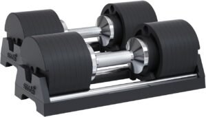 SNODE AD80 Drop Proof 80 lbs Adjustable Dumbbell Set -Adjustable Weights with Cast Iron Plates and Cradle, Knurled Handle, Fast Adjust, Compact Home Gym Equipment for Bench & Press