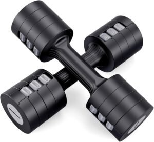 EAST MOUNT Adjustable Dumbbells 5 lb Dumbbells Set of 2 / Pair 10 lb Total Free Weights 6 in 1 Women Hand Weights for Home,Office,Gym Exercise Training 2lb 3lb 4lb 5lb Fast Adjust