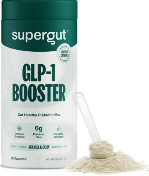 Supergut Gut Healthy GLP-1 Booster – High Fiber GLP-1 Supplement Powder for Women & Men – Sugar-Free Drink Mix for Gut Health (20 Servings)
