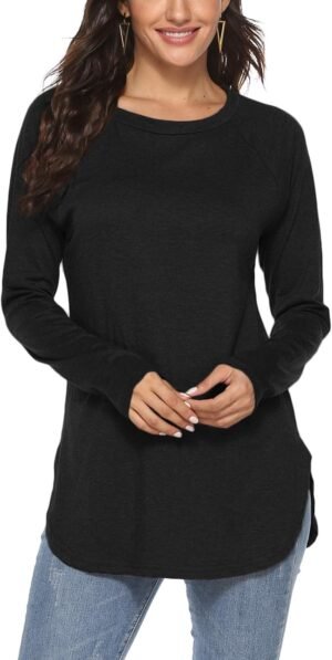 Newchoice Women’s Casual Batwing Long Sleeve T Shirt Round Neck Basic Loose Tunic Tops