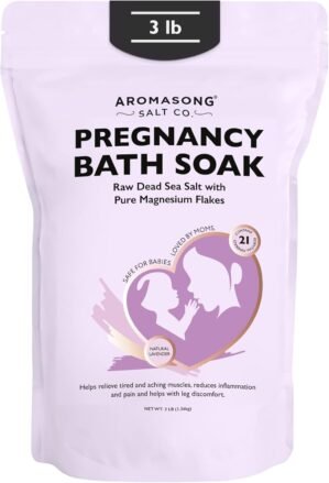 Aromasong Pregnancy Bath Soak 3 LB – 100% Pure Magnesium Flakes with 21 Essential Dead Sea Minerals and Natural Lavender – Better Absorbing Than Epsom Salt