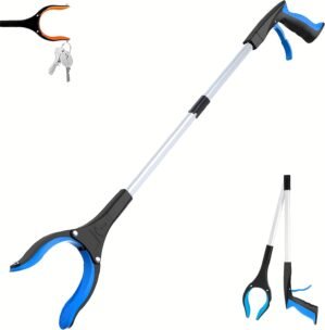 Grabber Reacher Tool – 32” Extra Long Foldable Gripper and Reaching Tool – Heavy Duty Pick Up Stick Grabbers for Seniors, Trash, Surgery Recovery Must Haves Gifts (Blue)