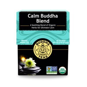 Buddha Teas – Calm Buddha Blend – Organic Herbal Tea – For Health & Wellbeing – Blend of Organic Herbs – Clean Ingredients – Caffeine Free – OU Kosher & Organic – Non-GMO – 18 Bleach-Free Tea Bags