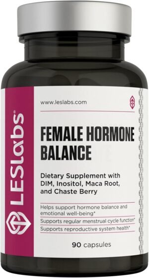 LES Labs Female Hormone Balance Supplement – Hormone Support for Women with Inositol, DIM, Vitex, Chaste Tree, Vitamin B6 & Folate – Menstrual Cycle & Fertility Support – 90 Capsules – Non-GMO