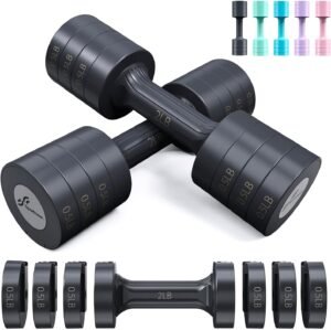 Adjustable Dumbbells Hand Weights Set: Sportneer 5 lb Dumbbell Set of 2 Each 2lb 3lb 4lb 5lb Free Weights Fast Adjust Weight 4 In 1 Weights Dumbbells Set for Women Men Home Gym Exercise Training