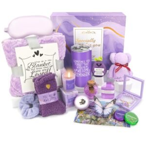Gifts for Women Spa Basket, Lavender Spa Gift Basket,16 Pcs Self Care Package for Women, Mom, Wife, Girlfriend, Sister, Unique Get Well Sets for Birthday, Mother’s Day, Christmas, Valentine’s Day