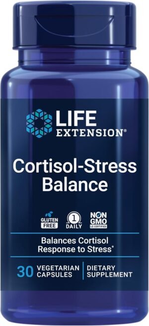 Life Extension Cortisol-Stress Balance, Relora® Magnolia bark, Green Tea, Lychee Extract, Manage Stress, Maintain Healthy cortisol Levels, Gluten Free, Non-GMO, Vegetarian, 1-Daily, 30 Capsules