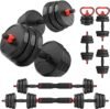 Adjustable Dumbbells, 20/30/40/55/60/70/80/90lbs Free Weights Dumbbells Convertible 2 or 3 in 1 Set Used as Barbell, Kettlebells, A Pair of Lightweight for Home Gym