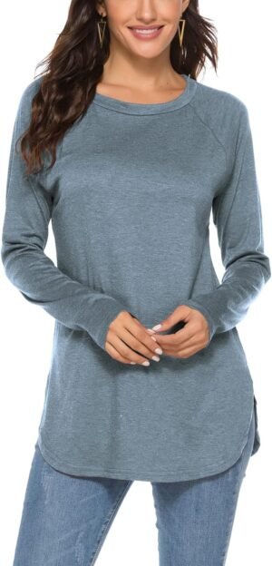 Newchoice Women’s Casual Batwing Long Sleeve T Shirt Round Neck Basic Loose Tunic Tops