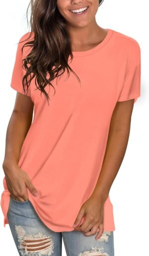 Saloogoe Womens Loose Fit Tshirts Short Sleeve Summer Tops Casual Workout Yoga Tunic T Shirts Tops