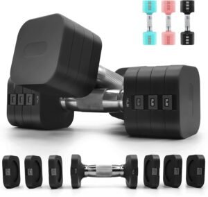20LBS Adjustable Dumbbell Set, 4 in 1 Free Weights Dumbbells Set for,4lb 6lb 8lb 10lb, with Metal Non Slip Handle，Quick Change，Home Gym Strength Training Equipment for Men and Women