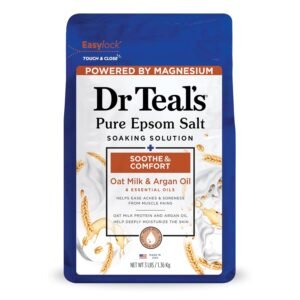 Dr Teal’s Epsom Salt Magnesium Soak, Soothe & Comfort with Oat Milk & Argan Oil, 3 lbs