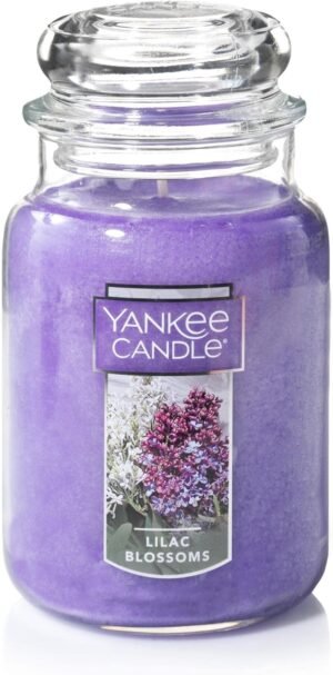 Yankee Candle Lilac Blossoms Scented, Classic 22oz Large Jar Single Wick Candle, Over 110 Hours of Burn Time, Perfect for Gifting, Gatherings and Seasonal Decorations