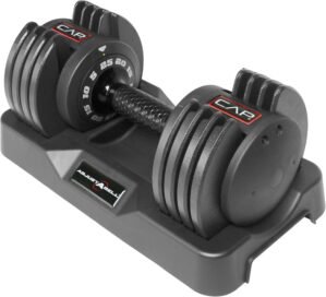 CAP Barbell ADJUSTABELL Adjustable Round Dumbbell Weights – Singles & Pairs | 12.5 lb, 25 lb & 55 lb | Multiple Handle Options