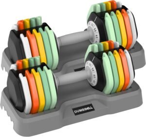 25/55 lbs Pair Adjustable Dumbbell Set, Adjust Dumbbell Weight for Exercises Pair Dumbbells for Men and Women in Home