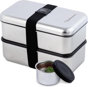 Phoenix Stainless Steel bento box for adults |Stackable| Microwave safe |leak proof| Lunch Box with Compartments| Japanese BentoBox |Tiffin| Metal Lunch box|Lunch Container | 2 * 27 OZ