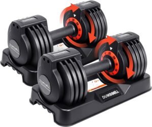 25/55LB pair Adjustable Dumbbell Weights, 5 in 1 Weights Dumbbell with Anti-Slip Metal Handle, Suitable for Home Gym Exercise Equipment