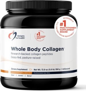 Designs for Health Whole Body Collagen Powder – Hydrolyzed Collagen Peptides Powder for Skin, Joint + Bone Health – Fortigel, Fortibone & Verisol Collagen for Women & Men, Unflavored (30 Servings)