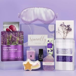 Birthday Gifts Basket for Women, Relaxtion Spa Set, Self Care Boxes for Her, Mother, Friend, Sister, Ideal Gifts for Valentine’s and Mother’s Day (purple)