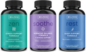 WellPath Hormone Balance, Sleep & Mood Support Bundle Soothe, Rest & Zen with Adaptogens & Herbal Ingredients – 3-Pack, 60 Ct Each
