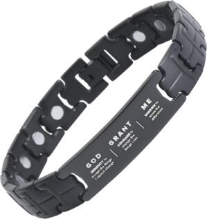 Crosstraxx Magnetic Serenity Prayer Bracelet – Motivational Prayer Bracelet for Women & Men – Spiritual Gifts for Friends & Family – Adjustable Size with Link Tool – 8.5×0.5”