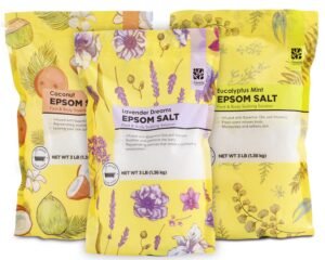 Epsom Salt for Soaking, 9 lb Scented Bath Salts for Women, Lavender & Eucalyptus & Coconut, Epsom Salt Bulk Bath Spa Set Gifts for Women, Mother’s Day Gifts, 3lb (Pack of 3)