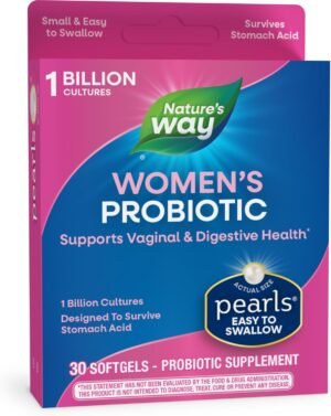Nature’s Way Women’s Probiotic Pearls, Supports Vaginal and Digestive Health*, 1 Billion Live Cultures, No Refrigeration Required, 30 Softgels (Packaging May Vary)