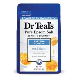 Dr Teal’s Epsom Salt Magnesium Soak, Soften & Nourish with Milk and Honey, 3 lbs