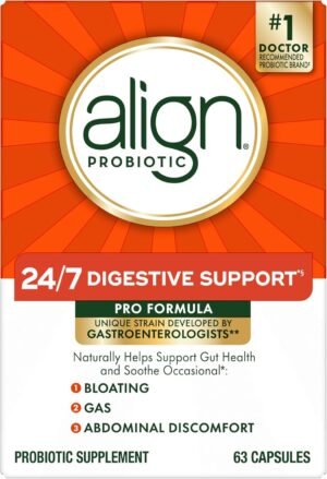 Align Probiotic, Pro Formula, Probiotics for Women and Men, Daily Probiotic Supplement, Helps Soothe Occasional Bloating & Gas*, #1 Doctor Recommended Brand‡, 63 Capsules (Packaging May Vary)