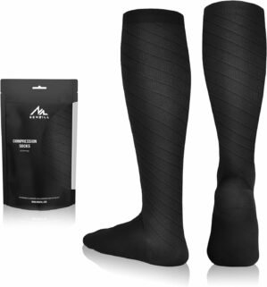 NEWZILL Medical Compression Socks for Women & Men (1/2/3 Pairs) Circulation 20-30 mmHg, Best Support for Running Athletic Nursing Cycling Travel Work and Fitness (S/M Black)