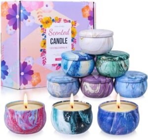 Scented Candles Gifts Set for Women, 9 Pack Aromatherapy Candles Pack Soy Wax with Essential Oil Include Lavender, Jasmine and Vanilla for Bridesmaid, Birthday, Valentine’s, Mother’s Day, Bath, Yoga
