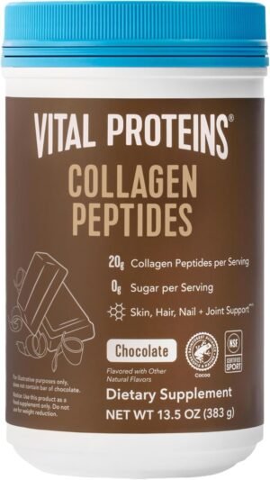 Vital Proteins Collagen Peptides Powder – Chocolate Powder for Hair, Nail, Skin, Bone & Joint Health, 13.5oz