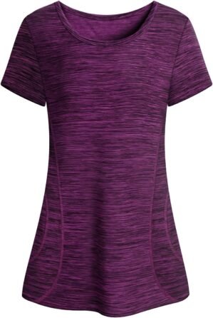 Cucuchy Womens Yoga Tops Flowy Fitness Workout Shirts Short Sleeve Activewear