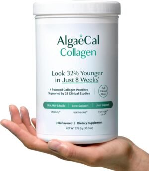 ALGAECAL Collagen: 4 Clinically-Supported Peptides VERISOL®, FORTIGEL®, UC-II®, FORTIBONE®, Anti-Aging Hydrolyzed Collagen Powder, 30 Servings, Made in USA