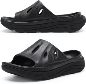 ARISIC Recovery Slides Sandals for Women Plantar Fasciitis Thick Cushion Orthotic Men Athletic Slides Lightweight Comfort Women Cloud Slippers Arch Support of Indoor Outdoor