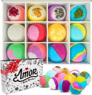 12 Large Bath Bombs Gift Set for Women – 3 Oz Handmade Organic Fizzies With Moisturizing Shea Butter – Perfect for Bubble Spa Relaxing – Gift for Her, Girls, Wife, Mother