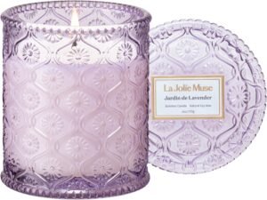 LA JOLIE MUSE Lavender Lilac Candle, Mothers Day Candles Gifts for Women, Jardin de Lavender Scented Candle, Aromatherapy Coconut Candles for Home Scented, 6 Oz 40 Hour Burn Time