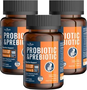 100 Billion Probiotics for Men and Women 27 Strains 5 Organic Prebiotics for Gut Digestive & Immune Health, Supports Diarrhea Gas Bloating, Vegan Probiotic Supplement Formula丨180 Caps