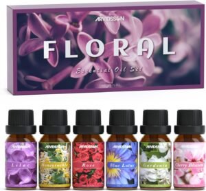 Floral Essential Oils Set, ARVIDSSON Flower Fragrance Oil for Candle Making – Rose, Gardenia, Cherry Blossom, Honeysuckle, Lilac, Diffuser Scented Oil Gift for Women