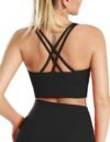 Leneko Sports Bra for Women, Women’s Criss Cross Back Strappy Longline Sports Bra, High Medium Impact Girls Gym Yoga Bra
